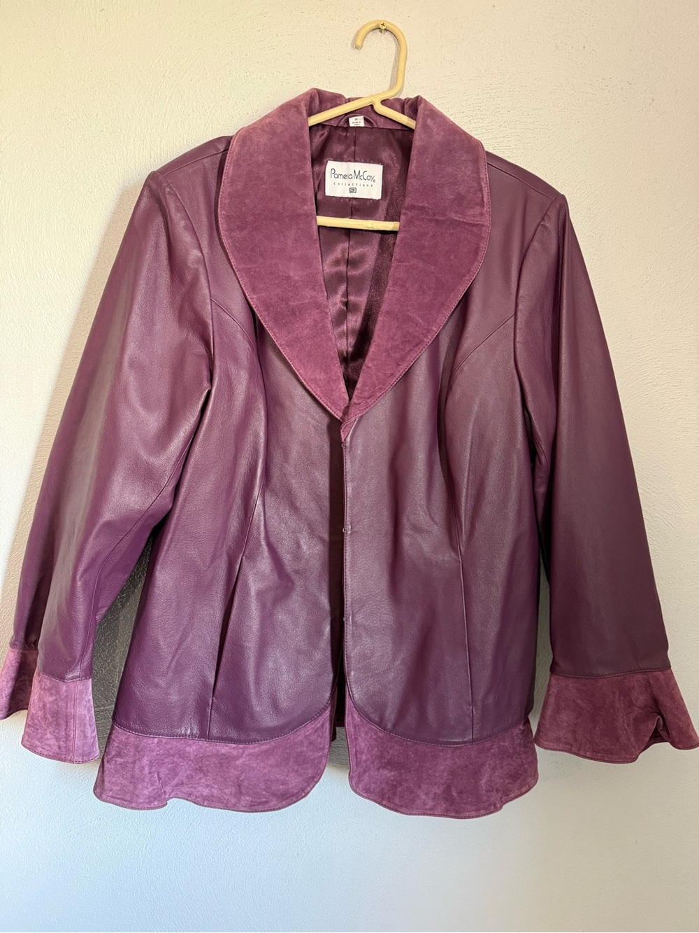 Pamela McCoy Plum Leather and Suede Jacket